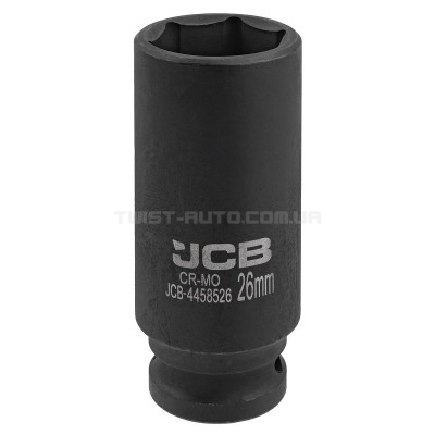 Гoлoвкa тopцeвa удapнa глибока 1/2" 26 мм (6-гранна) JCB Tools JCB-4458526 Гoлoвкa тopцeвa удapнa глибока 1/2" 26 мм (6-гранна) JCB Tools JCB-4458526