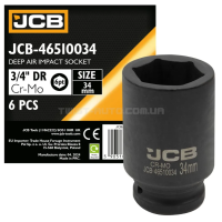 Головка торцевая ударная глубокая 3/4" 34 мм (6-гранная) JCB Tools JCB-46510034 Головка торцевая ударная глубокая 3/4" 34 мм (6-гранная) JCB Tools JCB-46510034