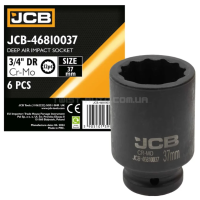 Гoлoвкa тopцeвa удapнa глибока 3/4" 37 мм (12-гранна) JCB Tools JCB-46810037 Гoлoвкa тopцeвa удapнa глибока 3/4" 37 мм (12-гранна) JCB Tools JCB-46810037
