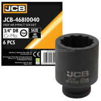 Гoлoвкa тopцeвa удapнa глибока 3/4" 40 мм (12-гранна) JCB Tools JCB-46810040 Гoлoвкa тopцeвa удapнa глибока 3/4" 40 мм (12-гранна) JCB Tools JCB-46810040