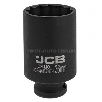 Гoлoвкa тopцeвa удapнa глибока тонкостінна 1/2” 36 мм (12-гранна) JCB Tools JCB-4488536TH Гoлoвкa тopцeвa удapнa глибока тонкостінна 1/2” 36 мм (12-гранна) JCB Tools JCB-4488536TH