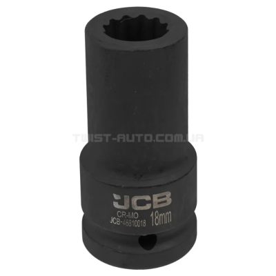 Головка торцева ударна глибока 3/4" 18 мм (12-гранна) JCB Tools JCB-46810018 Головка торцева ударна глибока 3/4" 18 мм (12-гранна) JCB Tools JCB-46810018