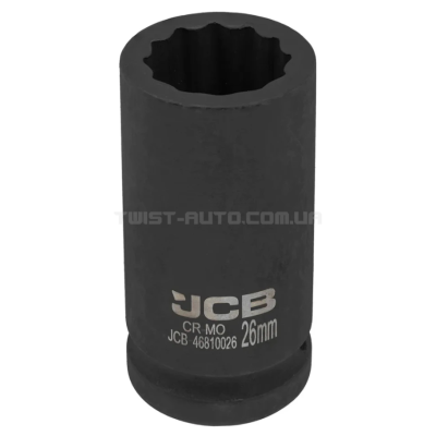 Головка торцева ударна глибока 3/4" 26 мм (12-гранна) JCB Tools JCB-46810026 Головка торцева ударна глибока 3/4" 26 мм (12-гранна) JCB Tools JCB-46810026