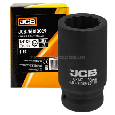 Головка торцева ударна глибока 3/4" 29 мм (12-гранна) JCB Tools JCB-46810029 Головка торцева ударна глибока 3/4" 29 мм (12-гранна) JCB Tools JCB-46810029