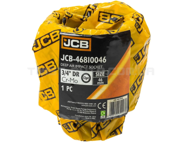 Головка торцева ударна глибока 3/4" 46 мм (12-гранна) JCB Tools JCB-46810046 Головка торцева ударна глибока 3/4" 46 мм (12-гранна) JCB Tools JCB-46810046