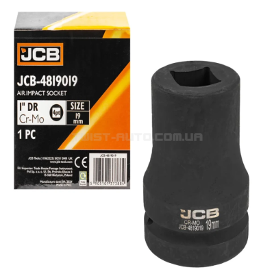 Головка ударна для футорки 1" 19 мм (4-гранна) JCB Tools JCB-4819019 Головка ударна для футорки 1" 19 мм (4-гранна) JCB Tools JCB-4819019