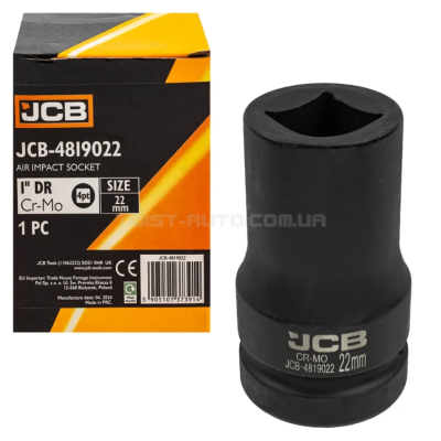 Головка ударна для футорки 1" 22 мм (4-гранна) JCB Tools JCB-4819022 Головка ударна для футорки 1" 22 мм (4-гранна) JCB Tools JCB-4819022