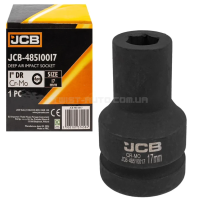 Головка ударна глибока 1" 17 мм (6-гранна) JCB Tools JCB-48510017 Головка ударна глибока 1" 17 мм (6-гранна) JCB Tools JCB-48510017