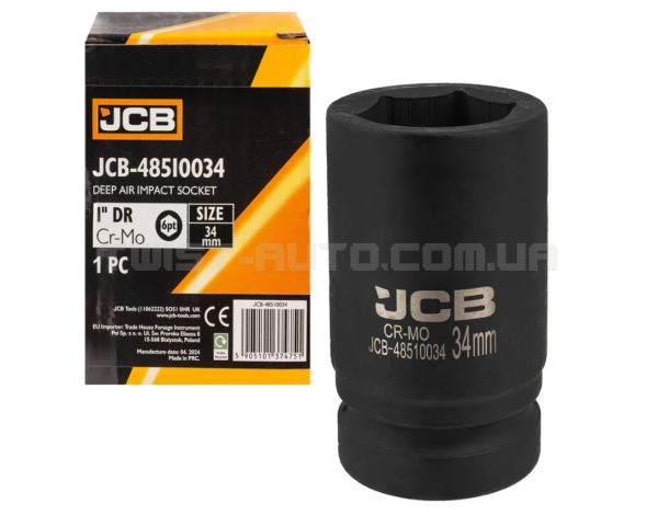 Головка ударна глибока 1" 34 мм (6-гранна) JCB Tools JCB-48510034