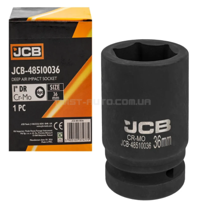 Головка ударна глибока 1" 36 мм (6-гранна) JCB Tools JCB-48510036 Головка ударна глибока 1" 36 мм (6-гранна) JCB Tools JCB-48510036
