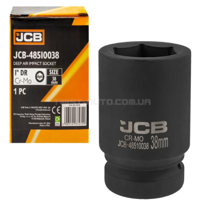 Головка ударна глибока 1" 38 мм (6-гранна) JCB Tools JCB-48510038 Головка ударна глибока 1" 38 мм (6-гранна) JCB Tools JCB-48510038