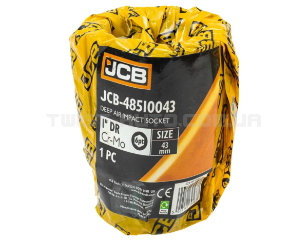 Головка ударна глибока 1" 43 мм (6-гранна) JCB Tools JCB-48510043 Головка ударна глибока 1" 43 мм (6-гранна) JCB Tools JCB-48510043