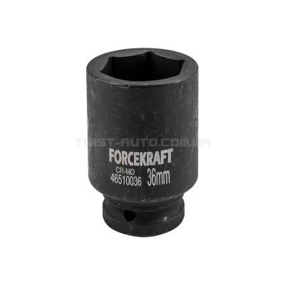 Головка торцева ударна глибока 3/4" 36 мм (6-гр.) FORCEKRAFT FK-46510036 Головка торцева ударна глибока 3/4" 36 мм (6-гр.) FORCEKRAFT FK-46510036