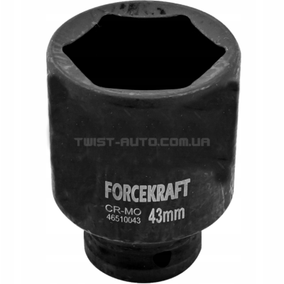 Головка торцева ударна глибока 3/4" 43 мм (6-гр.) FORCEKRAFT FK-46510043 Головка торцева ударна глибока 3/4" 43 мм (6-гр.) FORCEKRAFT FK-46510043