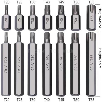 Набір біт TORX / HEX / SPLINE з адаптерами 1/2" і 3/8" — 40 предметів — REWOLT T1347 Набір біт TORX / HEX / SPLINE з адаптерами 1/2" і 3/8" — 40 предметів — REWOLT T1347
