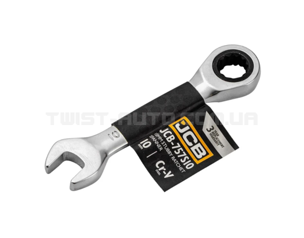 Ключ гайковий короткий з тріскачкою 10 мм JCB Tools JCB-757S10 Ключ гайковий короткий з тріскачкою 10 мм JCB Tools JCB-757S10