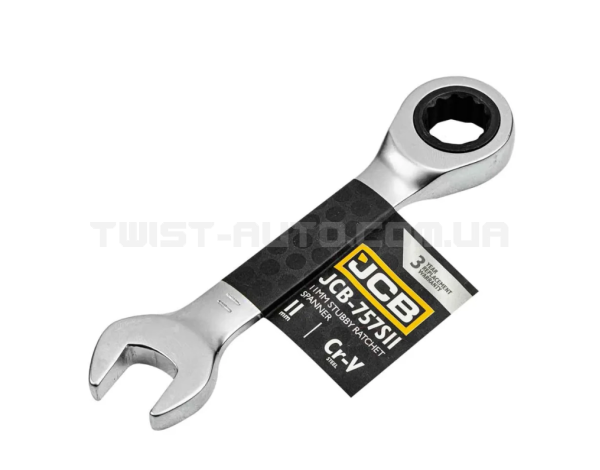 Ключ гайковий короткий з тріскачкою 11 мм JCB Tools JCB-757S11 Ключ гайковий короткий з тріскачкою 11 мм JCB Tools JCB-757S11
