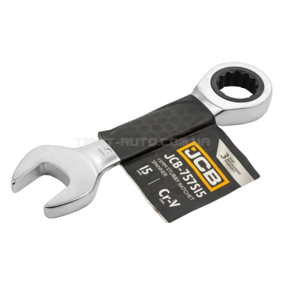 Ключ гайковий короткий з тріскачкою 15 мм JCB Tools JCB-757S15