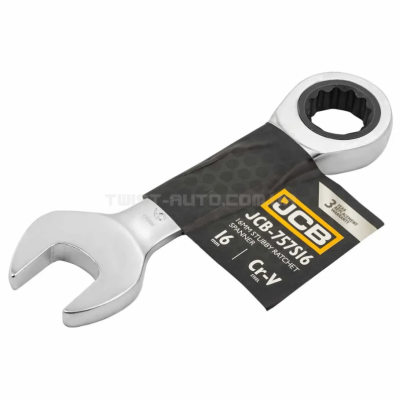 Ключ гайковий короткий з тріскачкою 16 мм JCB Tools JCB-757S16