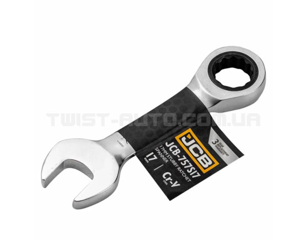 Ключ гайковий короткий з тріскачкою 17 мм JCB Tools JCB-757S17 Ключ гайковий короткий з тріскачкою 17 мм JCB Tools JCB-757S17