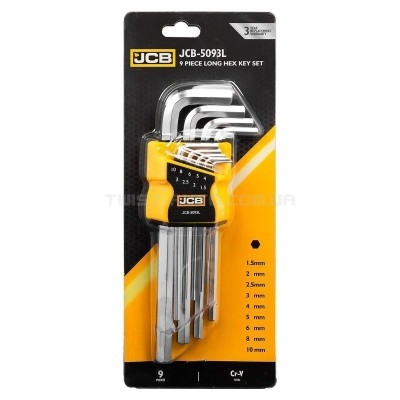 Набір Г-подіб. довгих ключів HEX 9 од. JCB Tools JCB-5093L