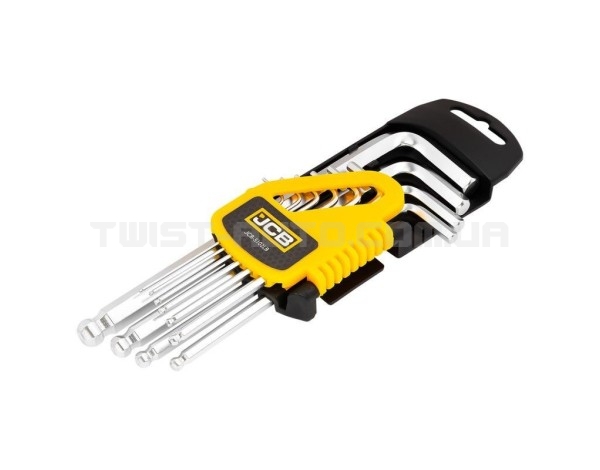 Набір Г-подіб. ключів довгих з кулею HEX 10 од. (1,27 мм- 10 мм) JCB Tools JCB-5102LB Набір Г-подіб. ключів довгих з кулею HEX 10 од. (1,27 мм- 10 мм) JCB Tools JCB-5102LB