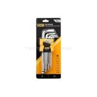 Набір Г-подіб. ключів довгих з кулею HEX 9 од. (1,5 мм-10 мм) JCB Tools JCB-5093LB Набір Г-подіб. ключів довгих з кулею HEX 9 од. (1,5 мм-10 мм) JCB Tools JCB-5093LB