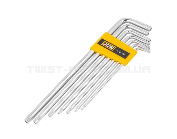 Набір Г-подіб. ключів екстра довгих з отвором TORX 7 од. (T10H-T40H) JCB Tools JCB-5071TXL