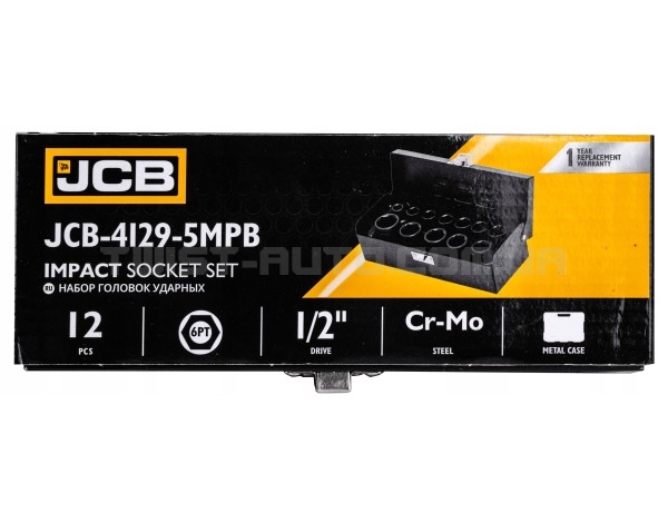 Набір ударних головок 12 од. 1/2" (6-гр.) JCB Tools JCB-4129-5MPB Набір ударних головок 12 од. 1/2" (6-гр.) JCB Tools JCB-4129-5MPB