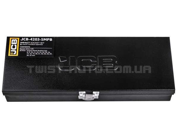 Набір головок ударних 20 од. 1/2" (6-гр.) JCB Tools JCB-4203-5MPB Набір головок ударних 20 од. 1/2" (6-гр.) JCB Tools JCB-4203-5MPB