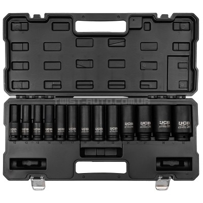 Набір головок ударних глибоких 13 од. 1/2" (6-гр.) JCB Tools JCB-4131-5MPB Набір головок ударних глибоких 13 од. 1/2" (6-гр.) JCB Tools JCB-4131-5MPB