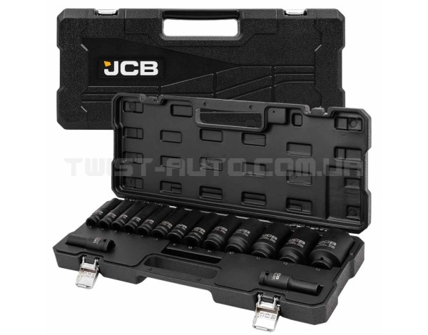 Набір головок ударних глибоких 15 од. 1/2" (12-гр.) JCB Tools JCB-4166D-9MPB Набір головок ударних глибоких 15 од. 1/2" (12-гр.) JCB Tools JCB-4166D-9MPB