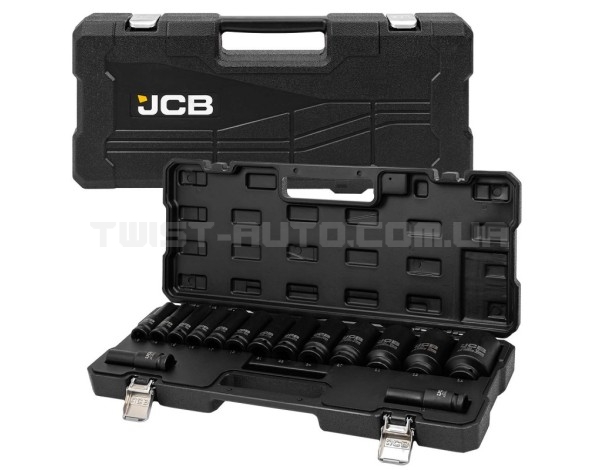 Набір головок ударних глибоких 15 од. 1/2" (6-гр.) JCB Tools JCB-4166D-5MPB Набір головок ударних глибоких 15 од. 1/2" (6-гр.) JCB Tools JCB-4166D-5MPB