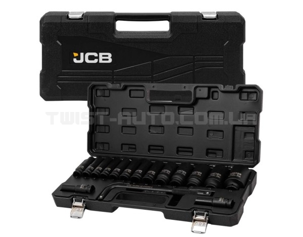 Набір головок ударних глибоких 16 од. 1/2'' (6-гр.) JCB Tools JCB-4166A-5MPB Набір головок ударних глибоких 16 од. 1/2'' (6-гр.) JCB Tools JCB-4166A-5MPB