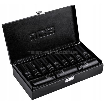 Набір головок ударних глибоких 12 од. 1/2" (6-гр.) JCB Tools JCB-4127-5MPB Набір головок ударних глибоких 12 од. 1/2" (6-гр.) JCB Tools JCB-4127-5MPB