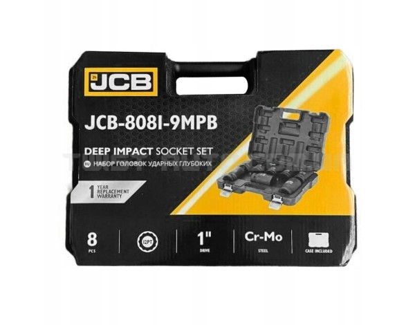 Набір головок ударних глибоких 8 од. 1'' (12-гр.) JCB Tools JCB-8081-9MPB Набір головок ударних глибоких 8 од. 1'' (12-гр.) JCB Tools JCB-8081-9MPB