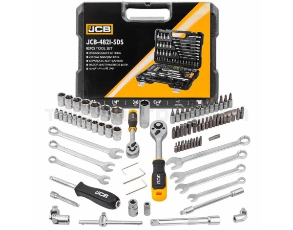 Набір інструментів 82 од. 1/4", 3/8" (6-гр.) (4-22 мм) JCB Tools JCB-4821-5DS Набір інструментів 82 од. 1/4", 3/8" (6-гр.) (4-22 мм) JCB Tools JCB-4821-5DS