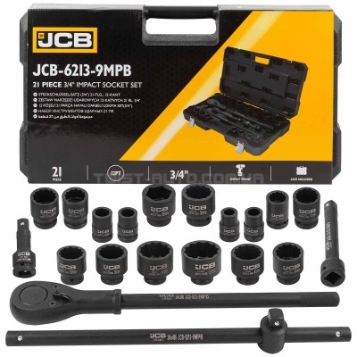 Набір інструментів ударних 21 пр. 3/4" (12-гр.) JCB Tools JCB-6213-9MPB Набір інструментів ударних 21 пр. 3/4" (12-гр.) JCB Tools JCB-6213-9MPB