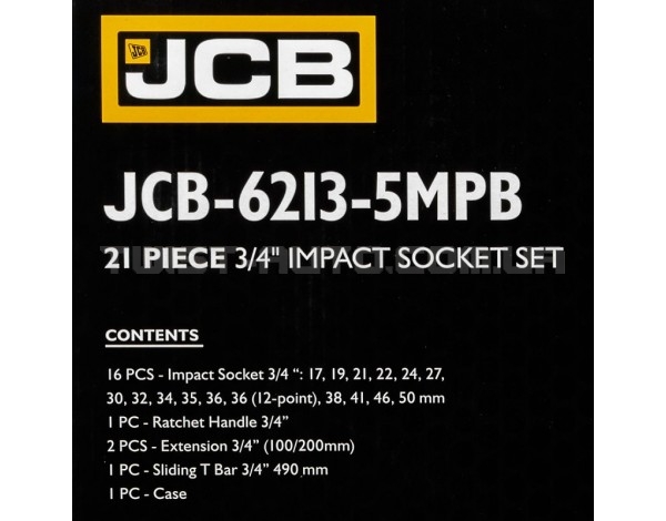 Набір інструментів ударних 21 пр. 3/4" (6-гр.) JCB Tools JCB-6213-5MPB