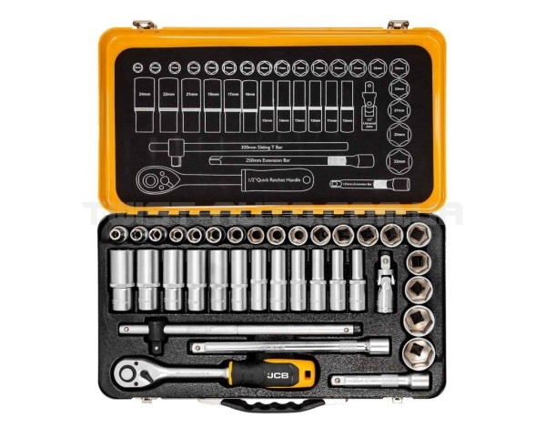 Набір інструменту комбінований 36 од. 1/2" (6-гр.) (8-32 мм) JCB Tools JCB-4362M Набір інструменту комбінований 36 од. 1/2" (6-гр.) (8-32 мм) JCB Tools JCB-4362M