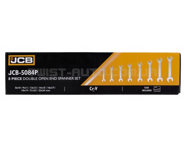 Набір рожкових ключів в чохлі 8 од. (8-24 мм) JCB Tools JCB-5084P Набір рожкових ключів в чохлі 8 од. (8-24 мм) JCB Tools JCB-5084P
