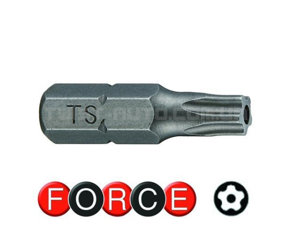 Біта Torx 1/4" з отвором 5-ти променева TS10, L=25 мм FORCE 12F2510