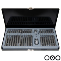 Набір насадок 1/2", 10мм, HEX, TORX, SPLINE 40 од. з отвором FORCE 4401T Набір насадок 1/2", 10мм, HEX, TORX, SPLINE 40 од. з отвором FORCE 4401T