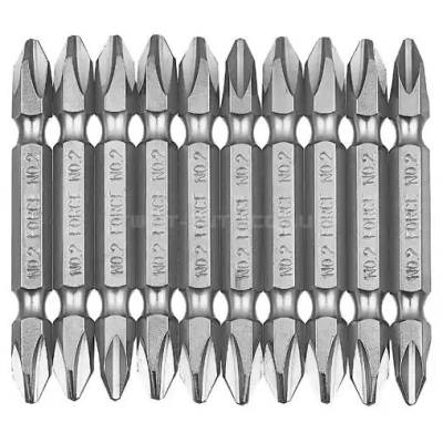 Набір насадок двосторонніх 1/4" РН2 L-45мм. 10 од. FORCE 2101