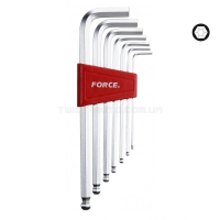 Набор ключей 6-гр. (HEX) Г-обр. с шаром длинных 7 пр. (2.5-10 мм)  FORCE 5072LB
