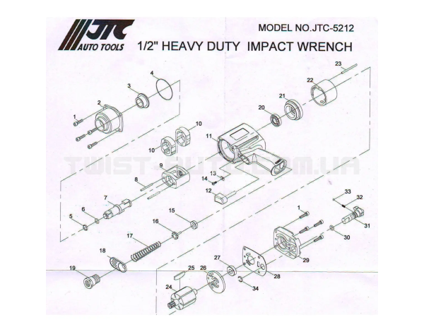 Вал 1/2" для гайковерта 5212 JTC 05+06+07 5212-07S JTC