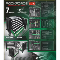 Візок інструментальний з набором інструментів 172 предметів RockFORCE RF-55306 Візок інструментальний з набором інструментів 172 предметів RockFORCE RF-55306