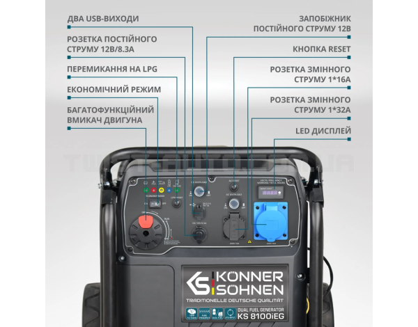 Инверторный газобензиновый генератор Konner&Sohnen KS 8100iE G