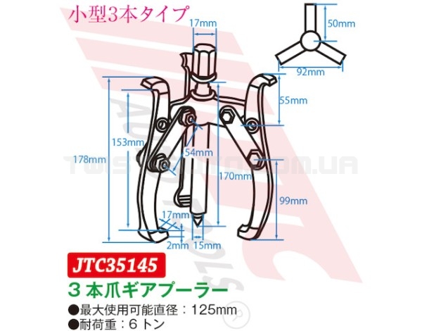 Знімач тризахоплюючий 5" 55-127мм 35145 JTC