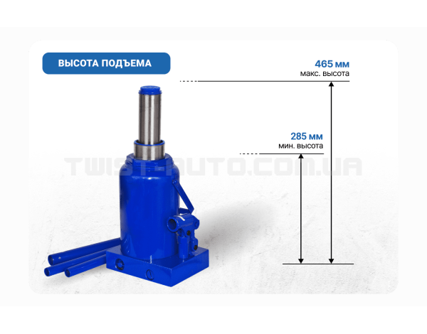 Домкрат гидравлический телескоп 30т короб. min 282мм - max 465мм VITOL DB-30001/T93004